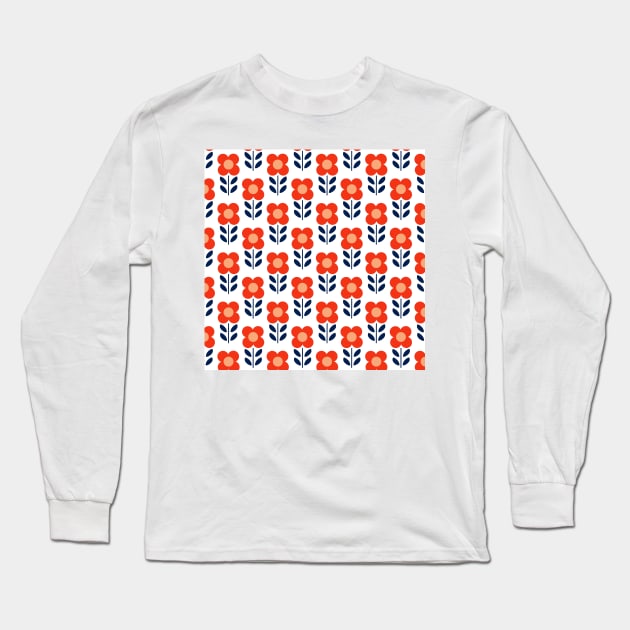 Retro Daisy Pattern Long Sleeve T-Shirt by KathrinLegg